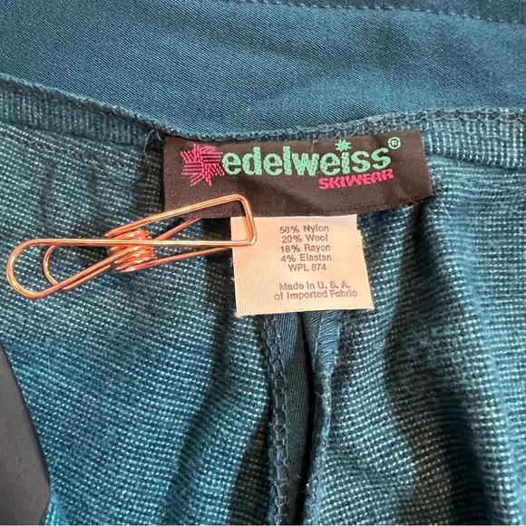 Vintage Edelweiss Fitted Stretch USA Made Outdoor Stirrup Ski Winter Pants SZ 6 - Picture 3 of 13
